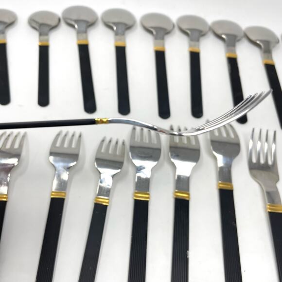 Vintage Sasaki Vignelli Japan Rigadin Matte Black Flatware Mixed Lot of 24 - Picture 15 of 16